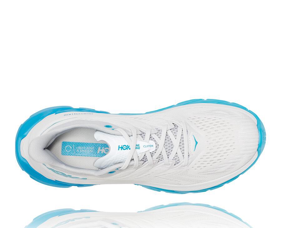 Running Shoes Mens - Hoka One One Clifton Edge - White/Blue - HJZAINE-98